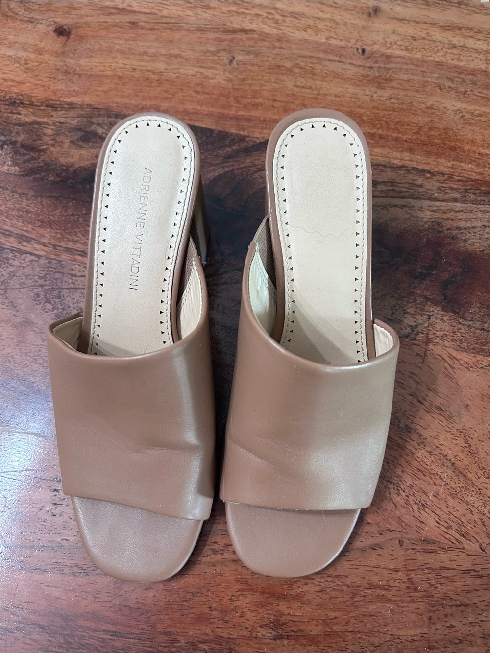 Adrienne Vittadini Brown Slip-On Mule Heels